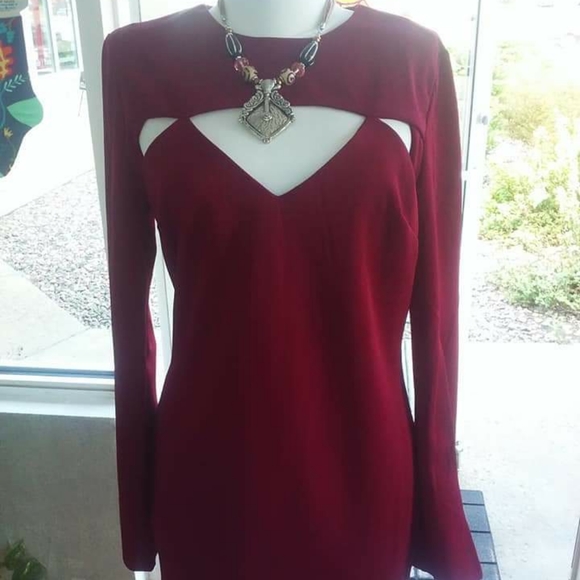 Banjul Burgundy cocktail dress - Picture 6 of 10
